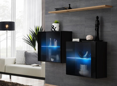 Designer Furniture Black Luxury Wall Cabinet Living room furniture Wall Shelf